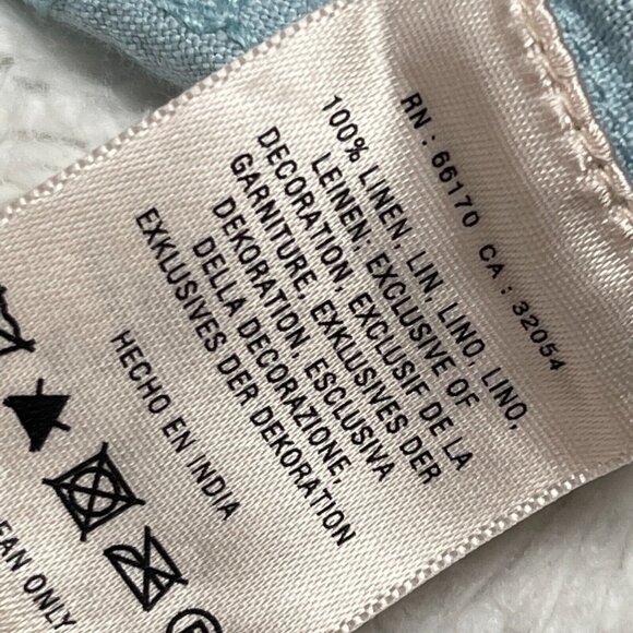 Anthropologie Meadow Rue Womens Embroidery Ruffle Neck Linen Top Size 12 Blue - Picture 4 of 9